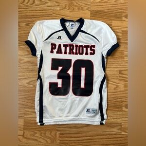 Russell Athletic Youth Large “Patriots #30” Football Jersey | White, Red & Navy